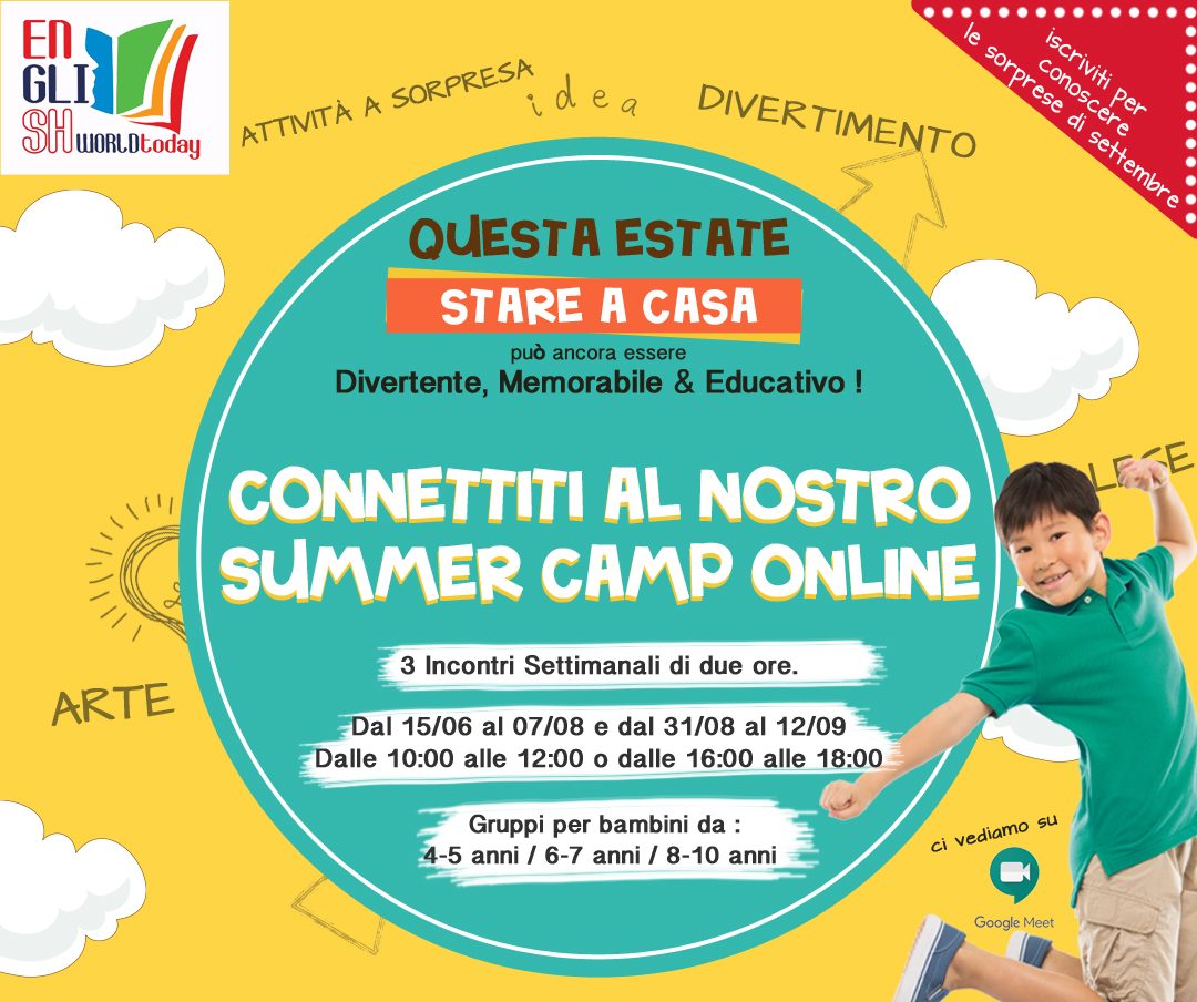 Scopri di più sull'articolo ONLINE SUMMER CAMP – PER UNA ESTATE INSIEME!