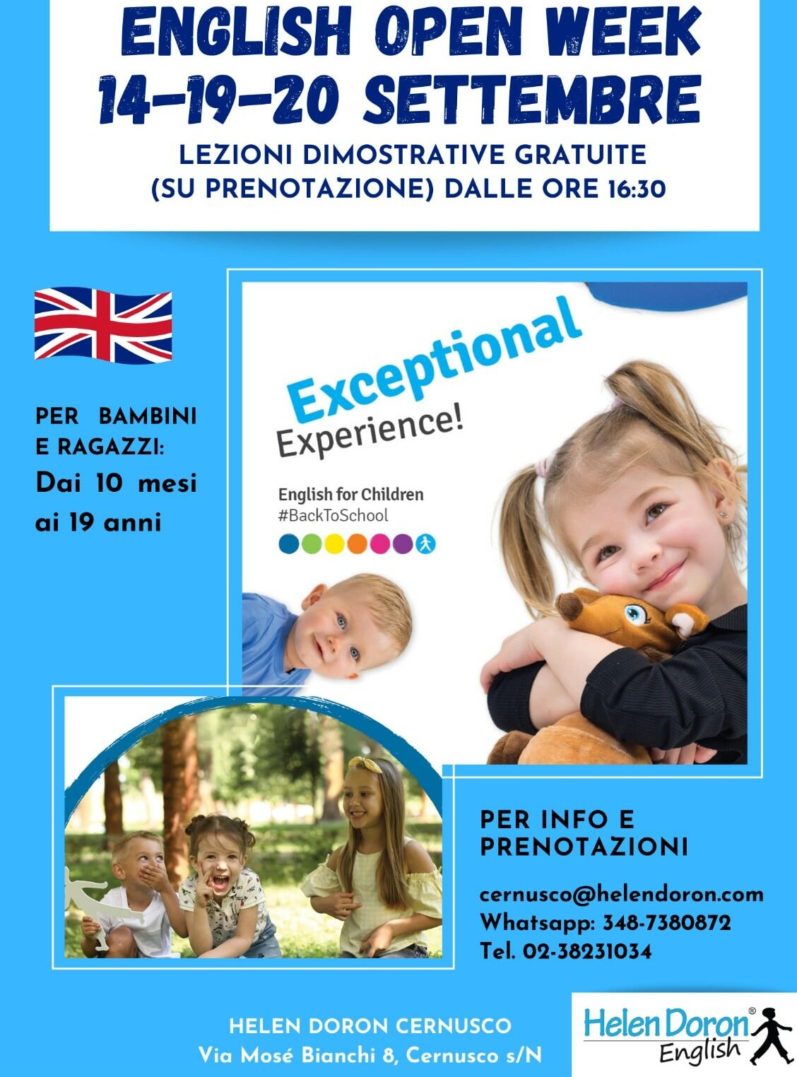 Scopri di pi&ugrave; sull'articolo ENGLISH OPEN WEEK Helen Doron Cernusco il 14-19-20 Settembre!